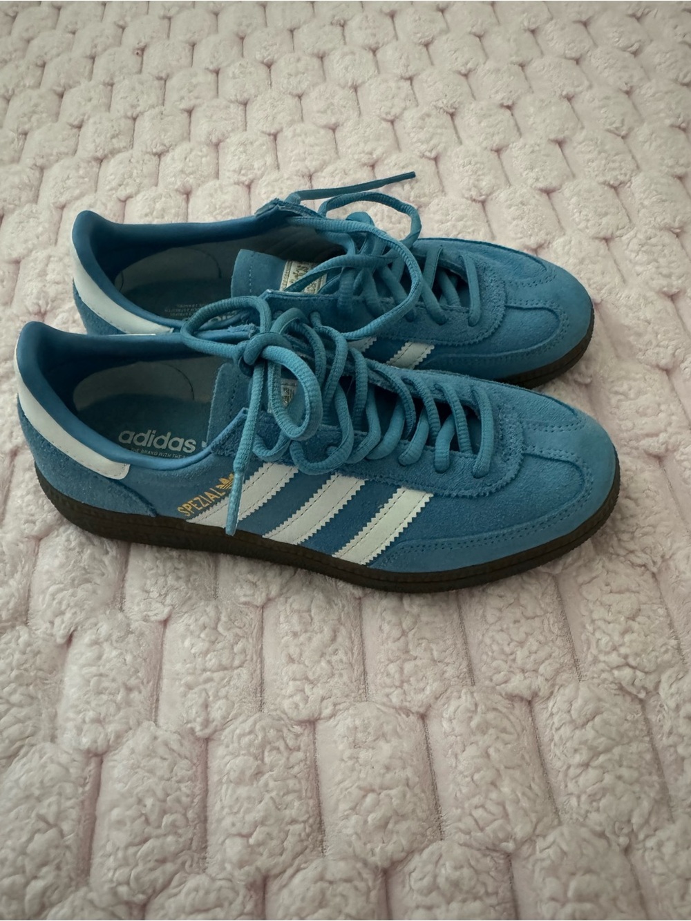 adidas Blue Suede Sneakers with White Stripes